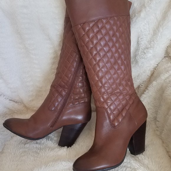 SIZE 9 Sole Society Quilted Brown Leather Boots EUC, "Bryan" - Picture 4 of 13